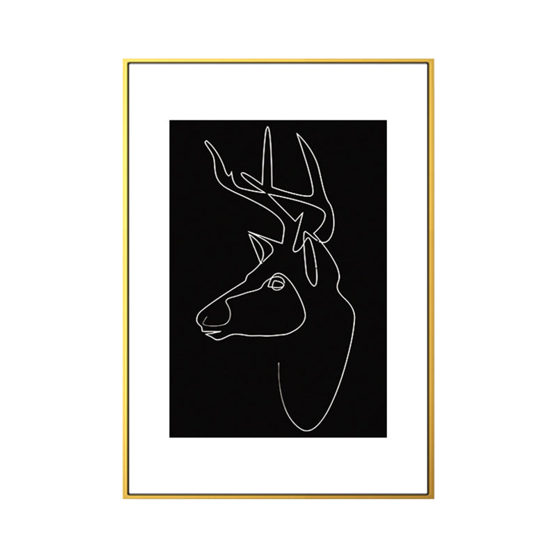 Black Figure Portrait Canvas Pencil Nordic Style Textured Wall Art Print for Playroom - Clearhalo - 'Arts' - 'Canvas Art' - 1639782