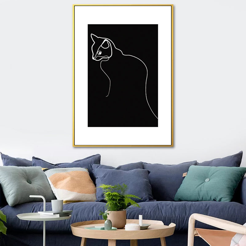 Black Figure Portrait Canvas Pencil Nordic Style Textured Wall Art Print for Playroom - Black - Design 4 - Clearhalo - 'Arts' - 'Canvas Art' - 1639786