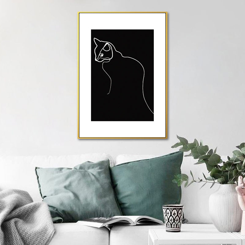 Black Figure Portrait Canvas Pencil Nordic Style Textured Wall Art Print for Playroom - Clearhalo - 'Arts' - 'Canvas Art' - 1639787