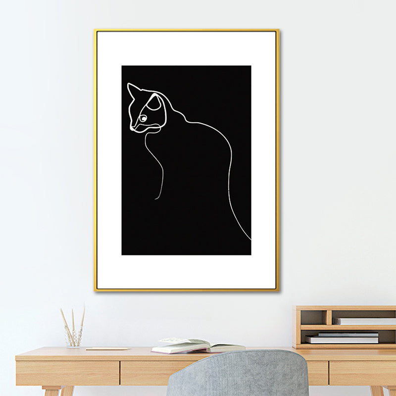 Black Figure Portrait Canvas Pencil Nordic Style Textured Wall Art Print for Playroom - Clearhalo - 'Arts' - 'Canvas Art' - 1639788