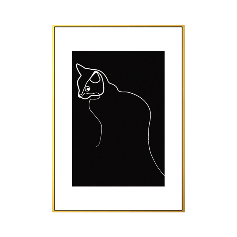 Black Figure Portrait Canvas Pencil Nordic Style Textured Wall Art Print for Playroom - Clearhalo - 'Arts' - 'Canvas Art' - 1639789