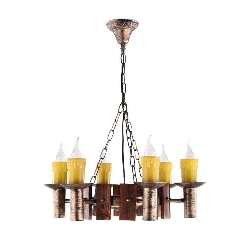 Candle Vintage Hanging Light Metal Chandeliers in Brass for Coffee Shop Living Room Clearhalo 'Ceiling Lights' 'Chandeliers' Lighting' options 163980