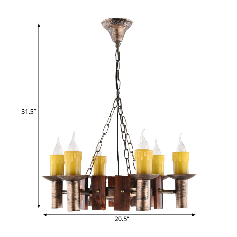 Candle Vintage Hanging Light Metal Chandeliers in Brass for Coffee Shop Living Room Clearhalo 'Ceiling Lights' 'Chandeliers' Lighting' options 163981