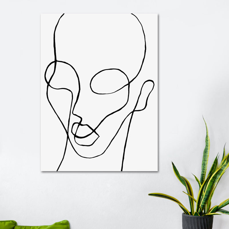 White Scandinavian Style Canvas Head Portrait Wall Art Print for Kitchen Backsplash White Clearhalo 'Arts' 'Canvas Art' 1639821