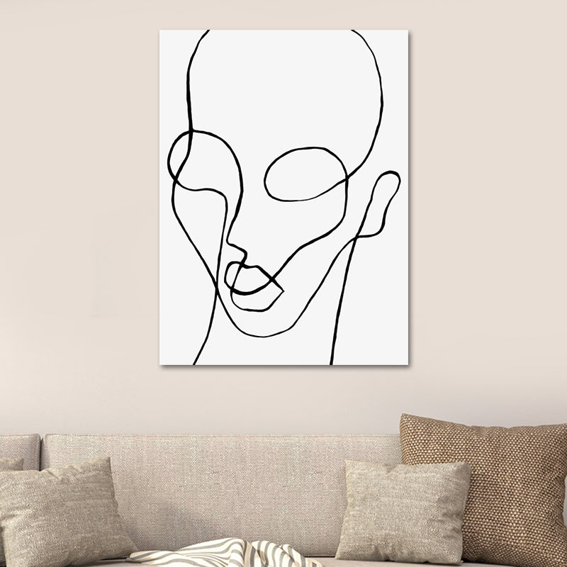 White Scandinavian Style Canvas Head Portrait Wall Art Print for Kitchen Backsplash Clearhalo 'Arts' 'Canvas Art' 1639822