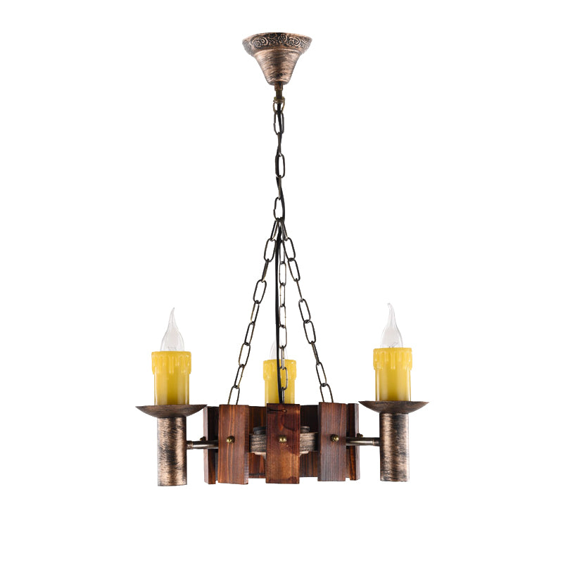 Candle Vintage Hanging Light Metal Chandeliers in Brass for Coffee Shop Living Room Clearhalo 'Ceiling Lights' 'Chandeliers' Lighting' options 163984