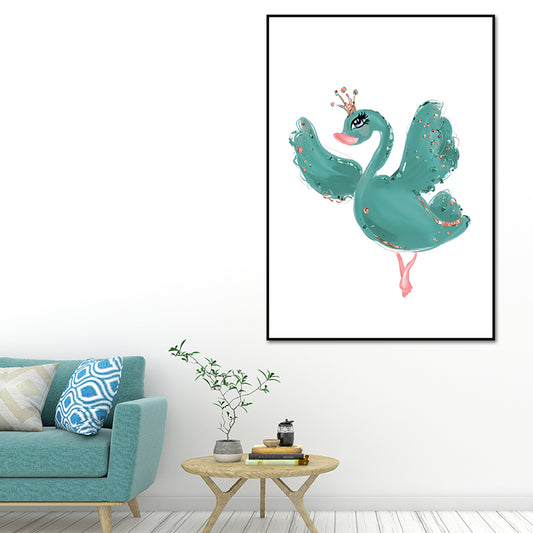 Childrens Art Canvas Print Light-Color Little Girl Dancing Wall Decor for Bedroom Green Clearhalo 'Art Gallery' 'Canvas Art' 'Kids' Arts' 1639912