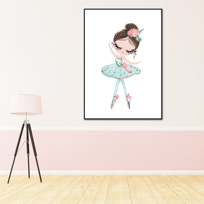 Cartoon Girls Canvas Wall Art with Unicorn Drawing Pastel Color Wall Decor  for Bedroom - Clearhalo