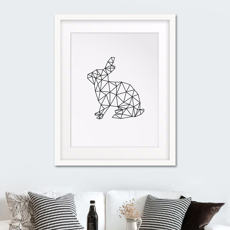 Canvas Textured Wall Decor Scandinavian Style Charcoal Drawings Animals Painting