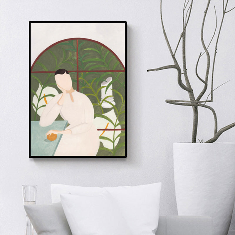 Stylish Housewife Wall Art for Sitting Room Fashion Canvas Print in Pastel Color Clearhalo 'Arts' 'Canvas Art' 1640102