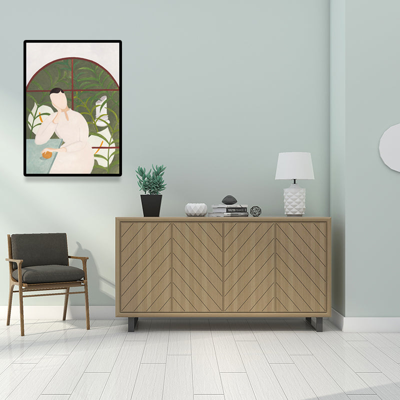 Stylish Housewife Wall Art for Sitting Room Fashion Canvas Print in Pastel Color Clearhalo 'Arts' 'Canvas Art' 1640103