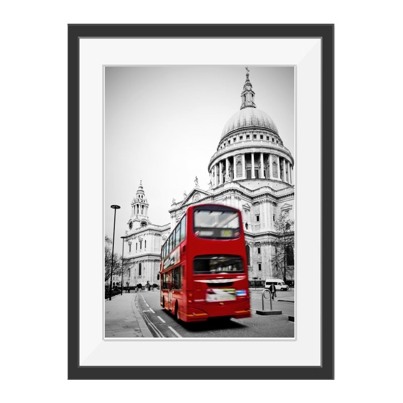 Urban London Street View Canvas Art Pastel Color Decker Bus and Architecture Print Wall Decor Clearhalo 'Art Gallery' 'Canvas Art' 'Contemporary Art Gallery' 'Modern' Arts' 1640125