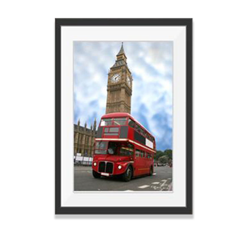 Urban London Street View Canvas Art Pastel Color Decker Bus and Architecture Print Wall Decor Clearhalo 'Art Gallery' 'Canvas Art' 'Contemporary Art Gallery' 'Modern' Arts' 1640132