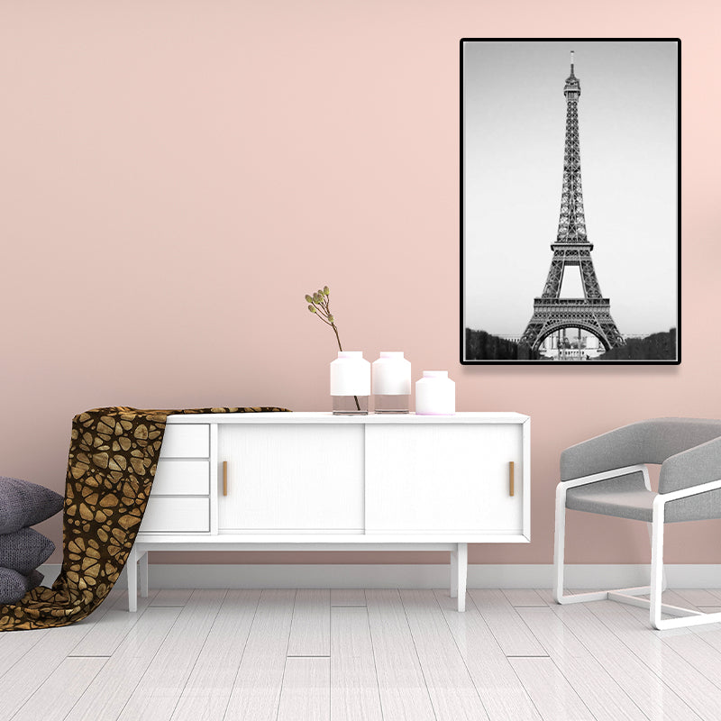 Photography Eiffel Tower Canvas Wall Art for Dining Room, Black-Grey, Textured Surface - Black - Clearhalo - 'Arts' - 'Canvas Art' - 1640157