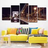 Black Szechenyi Chain Bridge Canvas Art Night Scenery Modern Multi-Piece Wall Decor - Clearhalo - 'Arts' - 'Canvas Art' - 1640264