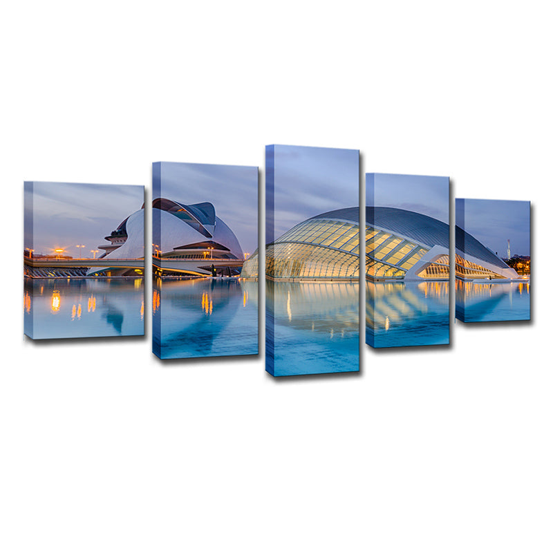 Global Inspired Wall Art Blue Sydney Opera House at Early Night View Wall Decoration