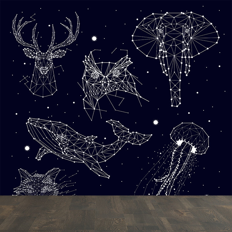 Starry Night Mural Decal Contemporary Non-Woven Textured Wall Covering in Dark Color Clearhalo 'Wall Decor' 'Wall Mural' 1640341