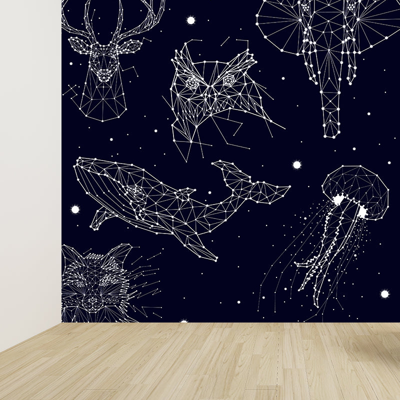 Starry Night Mural Decal Contemporary Non-Woven Textured Wall Covering in Dark Color Clearhalo 'Wall Decor' 'Wall Mural' 1640342