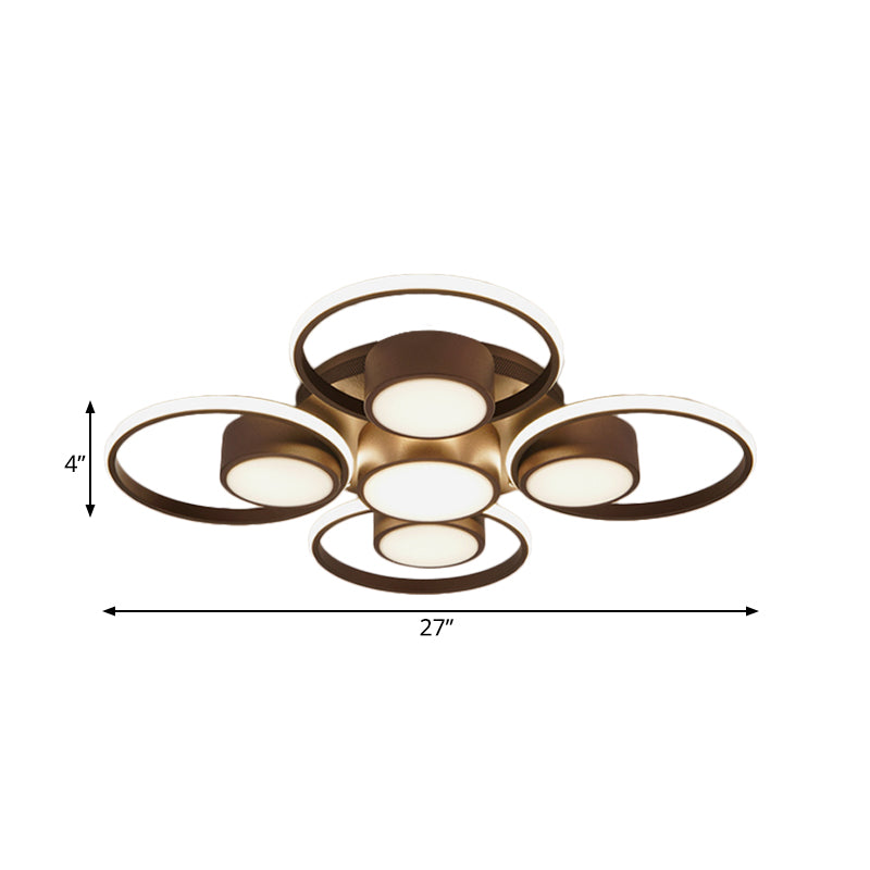 Modernism 2/4/6 Lights LED Ceiling Flush Mount Light with Acrylic Shade Brown Round Ceiling Light Fixture in Warm/White Light Clearhalo 'Ceiling Lights' 'Close To Ceiling Lights' 'Close to ceiling' 'Semi-flushmount' Lighting' 164043