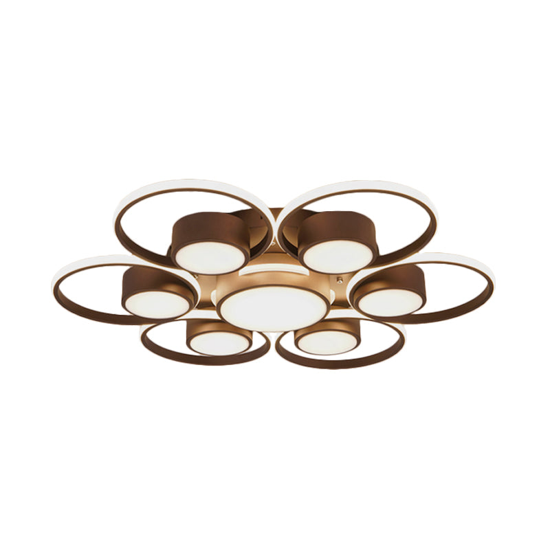 Modernism 2/4/6 Lights LED Ceiling Flush Mount Light with Acrylic Shade Brown Round Ceiling Light Fixture in Warm/White Light Clearhalo 'Ceiling Lights' 'Close To Ceiling Lights' 'Close to ceiling' 'Semi-flushmount' Lighting' 164046