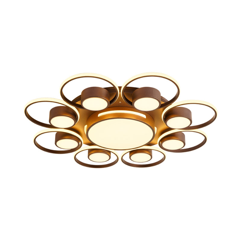 Modernism 2/4/6 Lights LED Ceiling Flush Mount Light with Acrylic Shade Brown Round Ceiling Light Fixture in Warm/White Light Clearhalo 'Ceiling Lights' 'Close To Ceiling Lights' 'Close to ceiling' 'Semi-flushmount' Lighting' 164050