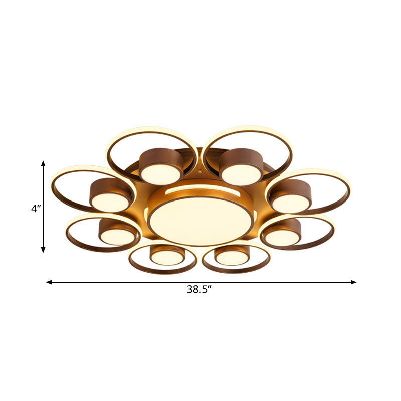 Modernism 2/4/6 Lights LED Ceiling Flush Mount Light with Acrylic Shade Brown Round Ceiling Light Fixture in Warm/White Light Clearhalo 'Ceiling Lights' 'Close To Ceiling Lights' 'Close to ceiling' 'Semi-flushmount' Lighting' 164052