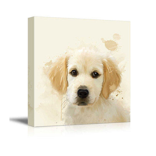 Kawaii Puppy Dog Wall Decor for Kids Bedroom Animal Painting Canvas Art in Yellow Clearhalo 'Art Gallery' 'Canvas Art' 'Kids' Arts' 1640645