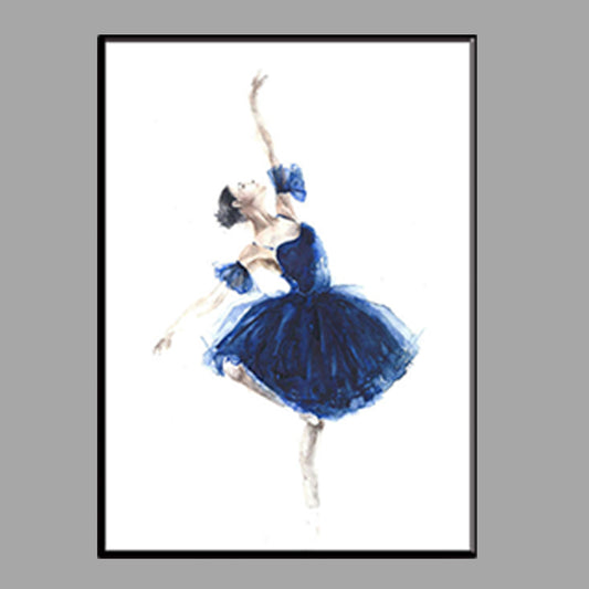 Elegant Ballerina Art Print for Girls Bedroom Dancer Painting Wall Decor in Soft Color Clearhalo 'Art Gallery' 'Canvas Art' 'Contemporary Art Gallery' 'Modern' Arts' 1640707