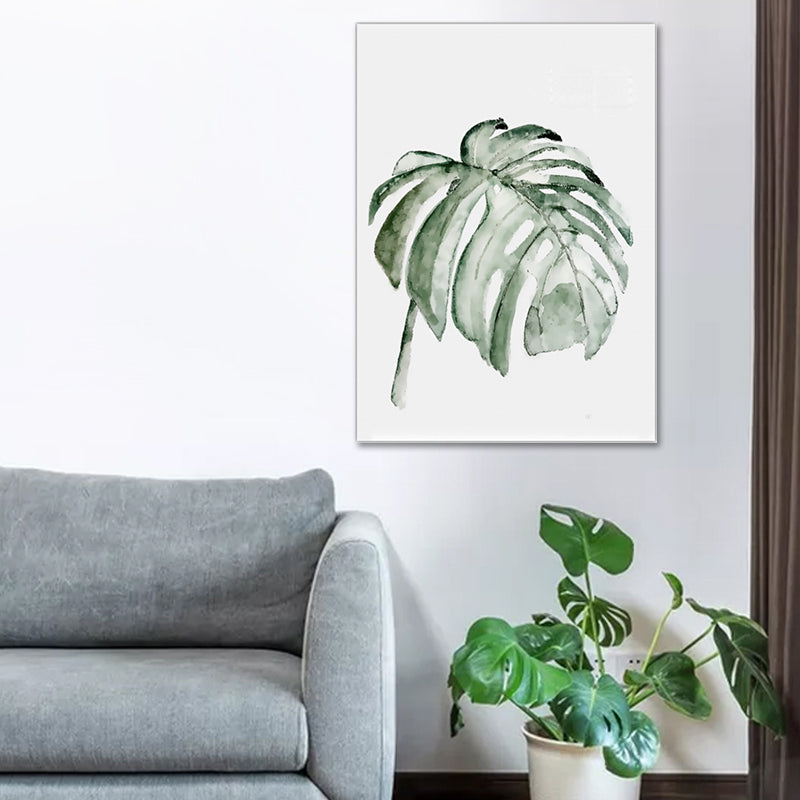 Tropical Leaf Pattern Wall Art Green Living Room Canvas Print, Textured Surface Green Design 1 Clearhalo 'Art Gallery' 'Canvas Art' 'Contemporary Art Gallery' 'Modern' Arts' 1640724