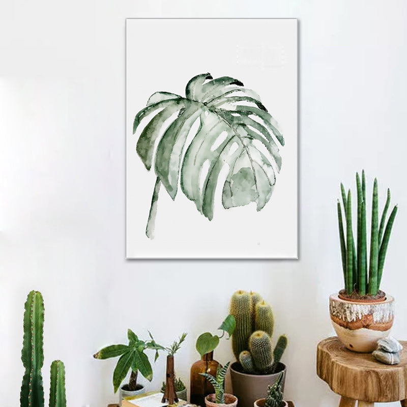 Tropical Leaf Pattern Wall Art Green Living Room Canvas Print, Textured Surface Clearhalo 'Art Gallery' 'Canvas Art' 'Contemporary Art Gallery' 'Modern' Arts' 1640725