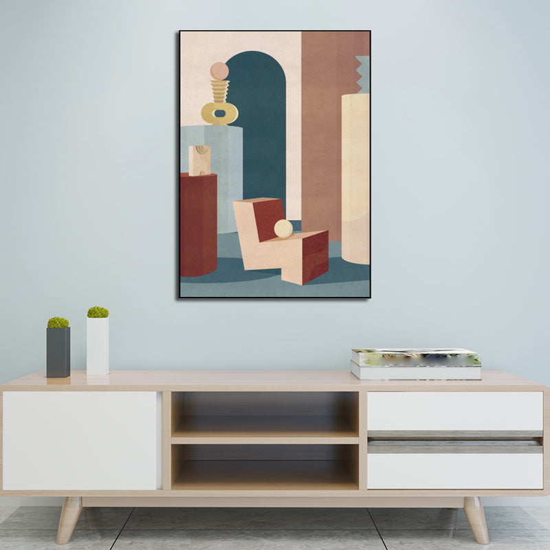 Modern Style Teenagers Painting Building in Pastel Color Wall Art Decor, Multiple Sizes Blue Clearhalo 'Art Gallery' 'Canvas Art' 'Contemporary Art Gallery' 'Modern' Arts' 1640857