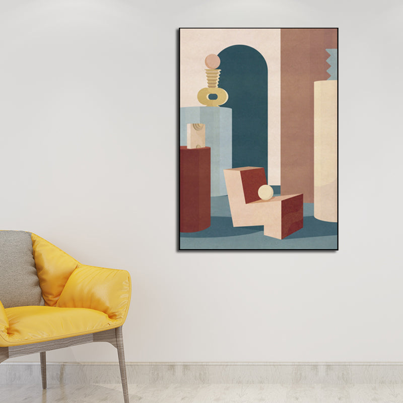 Modern Style Teenagers Painting Building in Pastel Color Wall Art Decor, Multiple Sizes Clearhalo 'Art Gallery' 'Canvas Art' 'Contemporary Art Gallery' 'Modern' Arts' 1640858