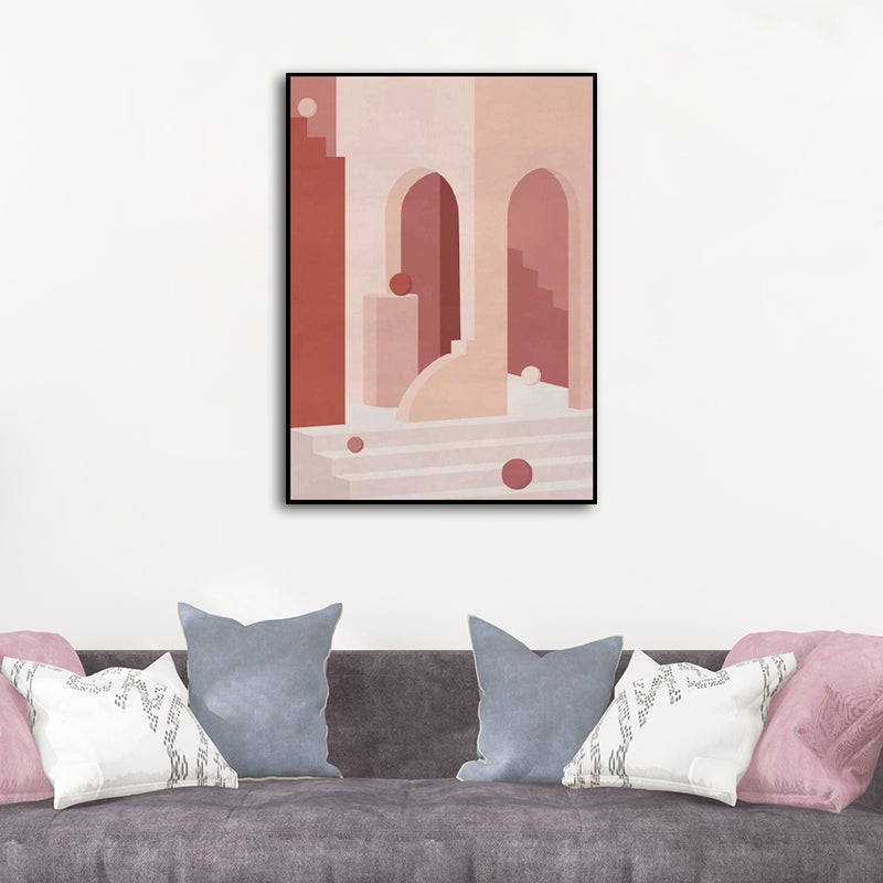 Modern Style Teenagers Painting Building in Pastel Color Wall Art Decor, Multiple Sizes Clearhalo 'Art Gallery' 'Canvas Art' 'Contemporary Art Gallery' 'Modern' Arts' 1640865