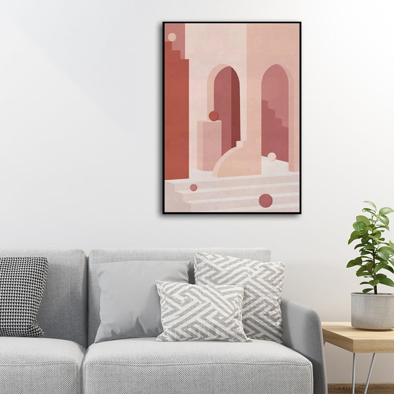 Modern Style Teenagers Painting Building in Pastel Color Wall Art Decor, Multiple Sizes Clearhalo 'Art Gallery' 'Canvas Art' 'Contemporary Art Gallery' 'Modern' Arts' 1640866