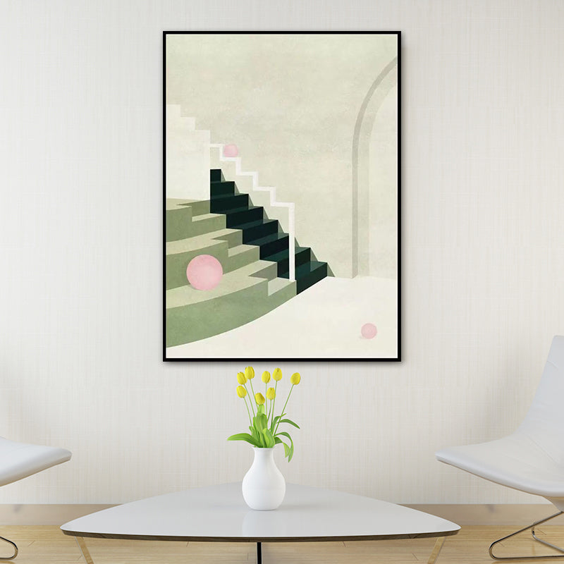 Contemporary House Interior Painting in Soft Color Textured Wall Art for Guest Room Green Clearhalo 'Art Gallery' 'Canvas Art' 'Contemporary Art Gallery' 'Modern' Arts' 1640906
