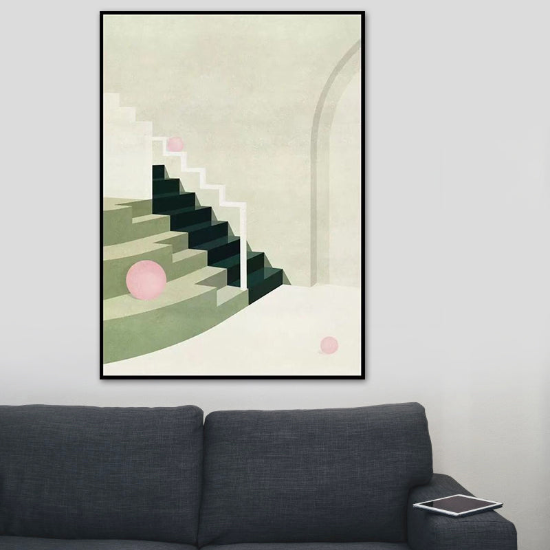 Contemporary House Interior Painting in Soft Color Textured Wall Art for Guest Room Clearhalo 'Art Gallery' 'Canvas Art' 'Contemporary Art Gallery' 'Modern' Arts' 1640907