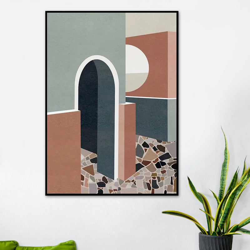 Contemporary House Interior Painting in Soft Color Textured Wall Art for Guest Room Pink Clearhalo 'Art Gallery' 'Canvas Art' 'Contemporary Art Gallery' 'Modern' Arts' 1640913