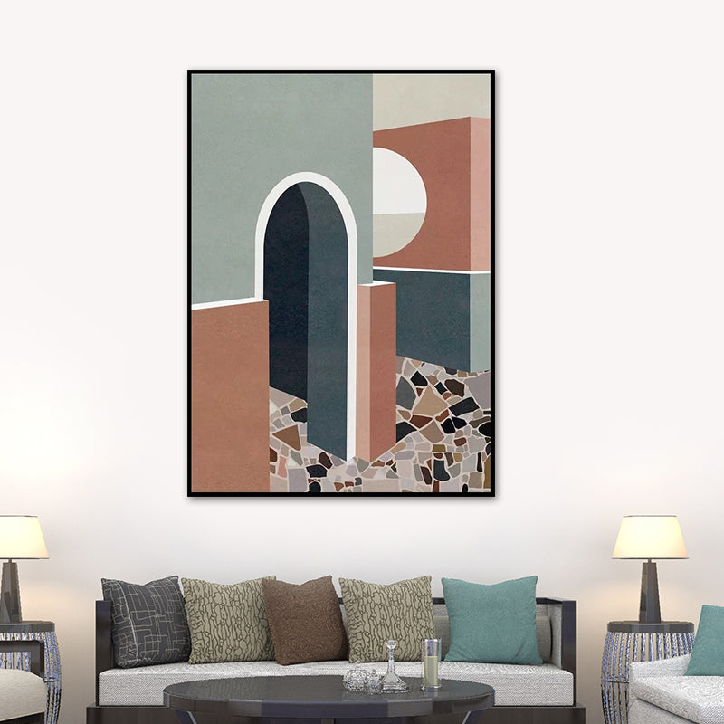 Contemporary House Interior Painting in Soft Color Textured Wall Art for Guest Room Clearhalo 'Art Gallery' 'Canvas Art' 'Contemporary Art Gallery' 'Modern' Arts' 1640915