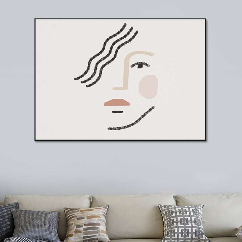 Big Girl's Face Portraiture Painting White Canvas Materials Wall Art Print Textured - White - Clearhalo - 'Arts' - 'Canvas Art' - 1641008