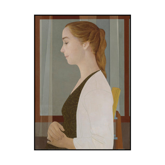 Vrouw Side Profiel Portret Painting Vintage Canvas Wall Art in Brown for Home