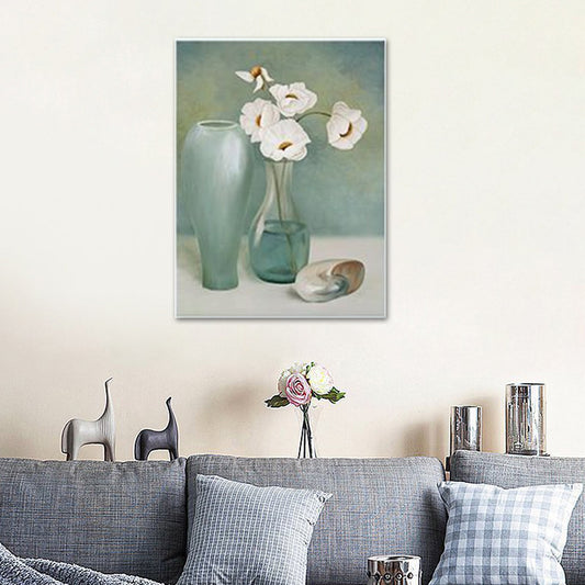 Modern Flower Vase Canvas Art Green Still Life Painting Wall Decoration for Home Green Design 1 Clearhalo 'Art Gallery' 'Canvas Art' 'Contemporary Art Gallery' 'Modern' Arts' 1641204