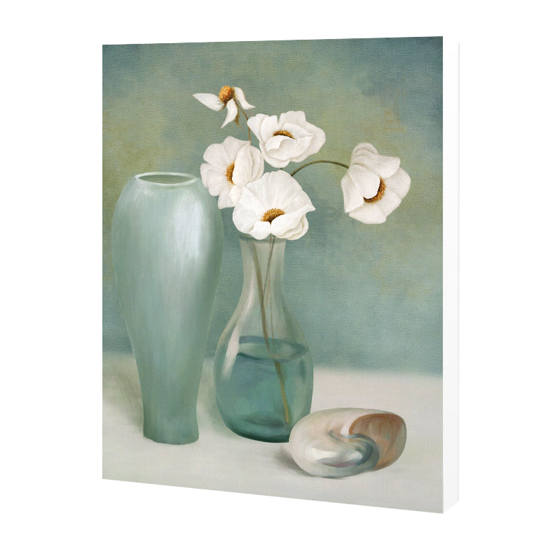Modern Flower Vase Canvas Art Green Still Life Painting Wall Decoration for Home Clearhalo 'Art Gallery' 'Canvas Art' 'Contemporary Art Gallery' 'Modern' Arts' 1641206