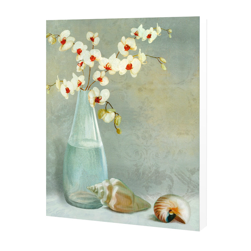Modern Flower Vase Canvas Art Green Still Life Painting Wall Decoration for Home Clearhalo 'Art Gallery' 'Canvas Art' 'Contemporary Art Gallery' 'Modern' Arts' 1641212