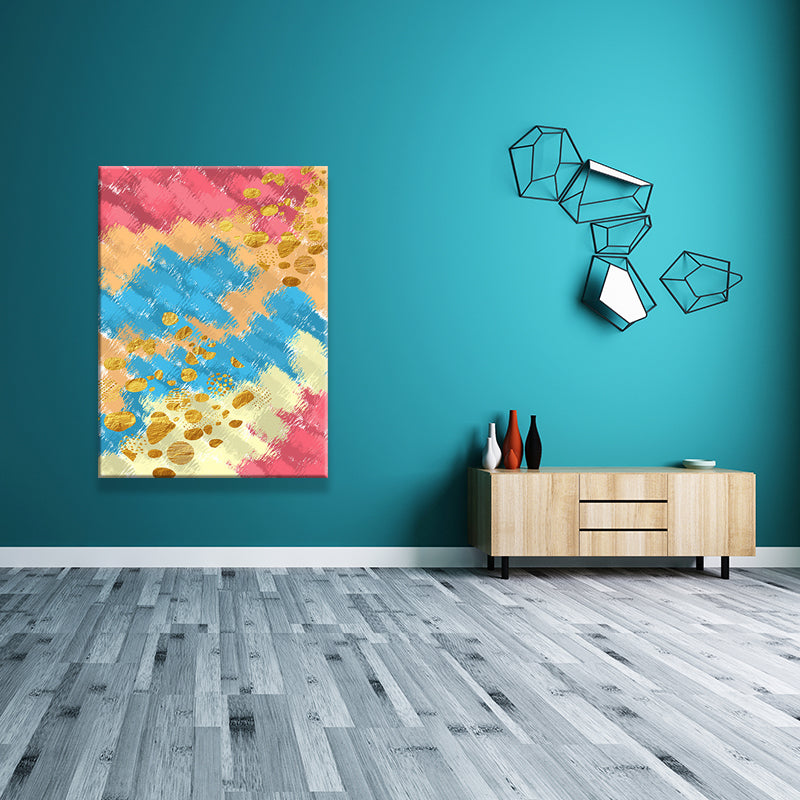 Abstract Painting Wall Decor Blue and Red Canvas Art Print for Living Room, Texture Clearhalo 'Art Gallery' 'Canvas Art' 'Contemporary Art Gallery' 'Modern' Arts' 1641293