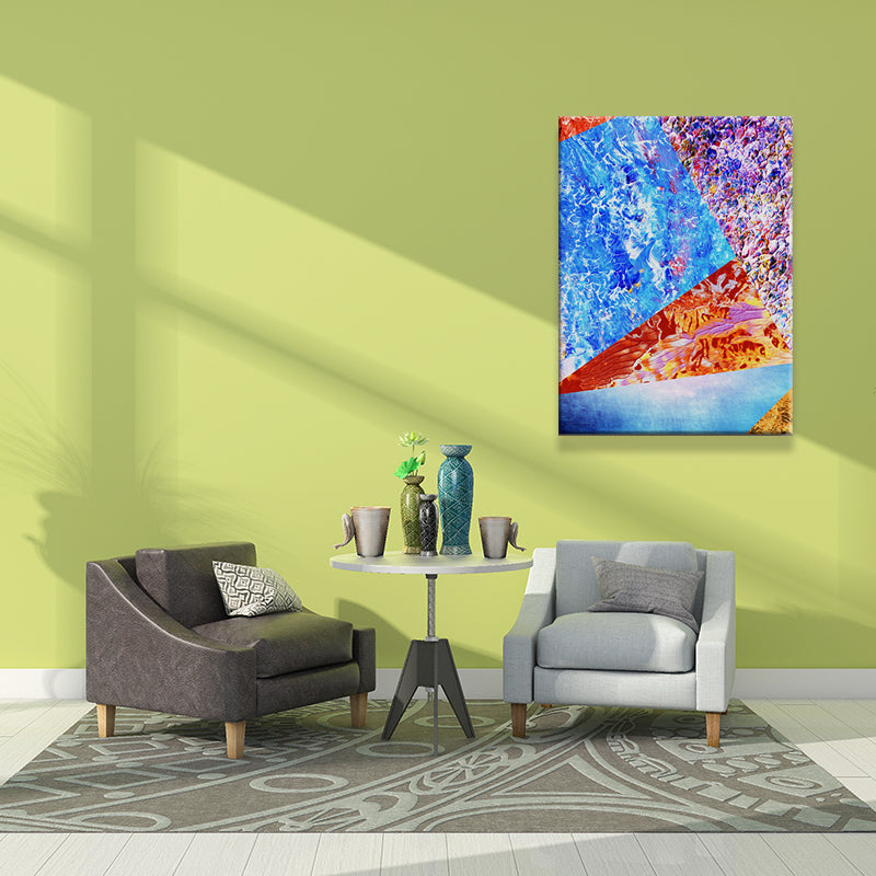Modern Abstract Color-Block Painting Canvas Textured Blue Wall Art Print for Room Blue Clearhalo 'Art Gallery' 'Canvas Art' 'Contemporary Art Gallery' 'Modern' Arts' 1641299