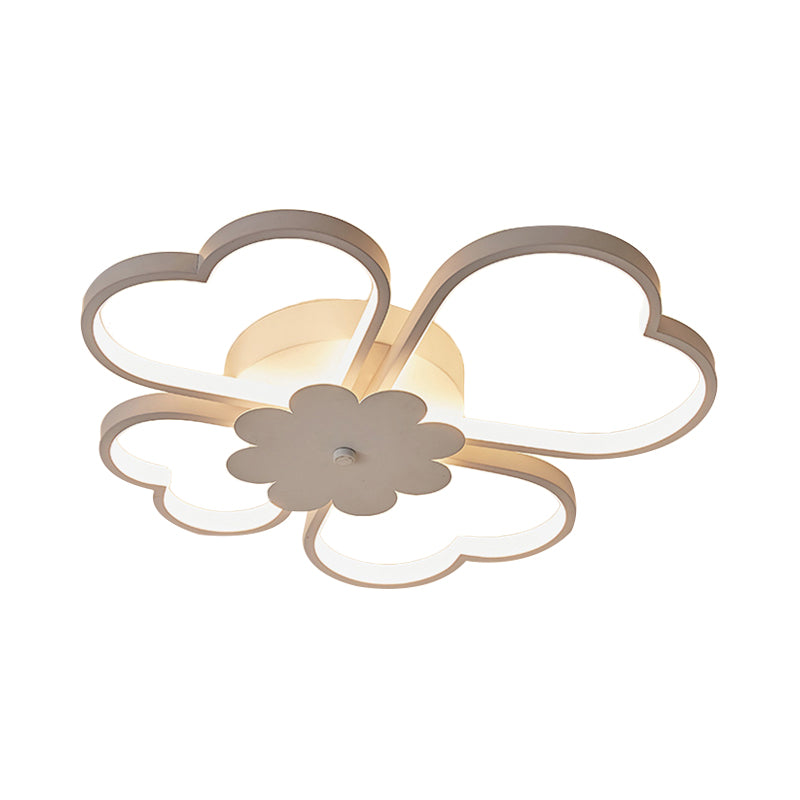 White/Brown Flower Ceiling Light Simplicity 19.5"/23.5" Wide LED Acrylic Flush Mount Lamp in Warm/White/Natural Light Clearhalo 'Ceiling Lights' 'Close To Ceiling Lights' 'Close to ceiling' 'Semi-flushmount' Lighting' 164132