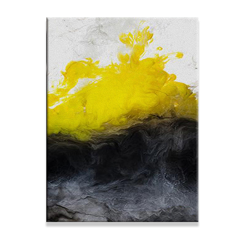 Simplicity Abstract Wall Art Decor Yellow and Black Dining Room Canvas, Textured Clearhalo 'Art Gallery' 'Canvas Art' 'Contemporary Art Gallery' 'Modern' Arts' 1641449