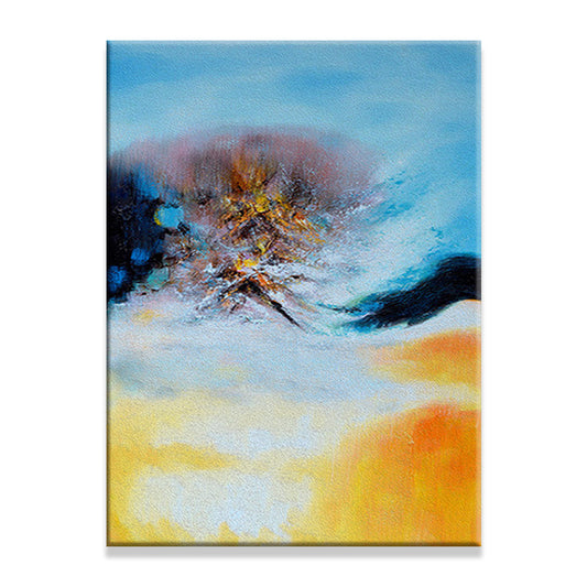 Contemporary Abstract Canvas Art Yellow and Blue Sunset Landscape Wall Decor for Kitchen Clearhalo 'Art Gallery' 'Canvas Art' 'Contemporary Art Gallery' 'Modern' Arts' 1641498