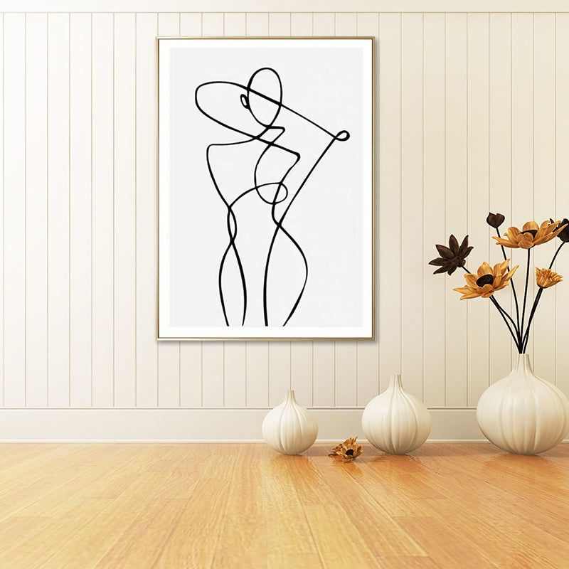 Hugging Figures Charcoal Drawings Painting Scandinavian Style Canvas Wall Art Print