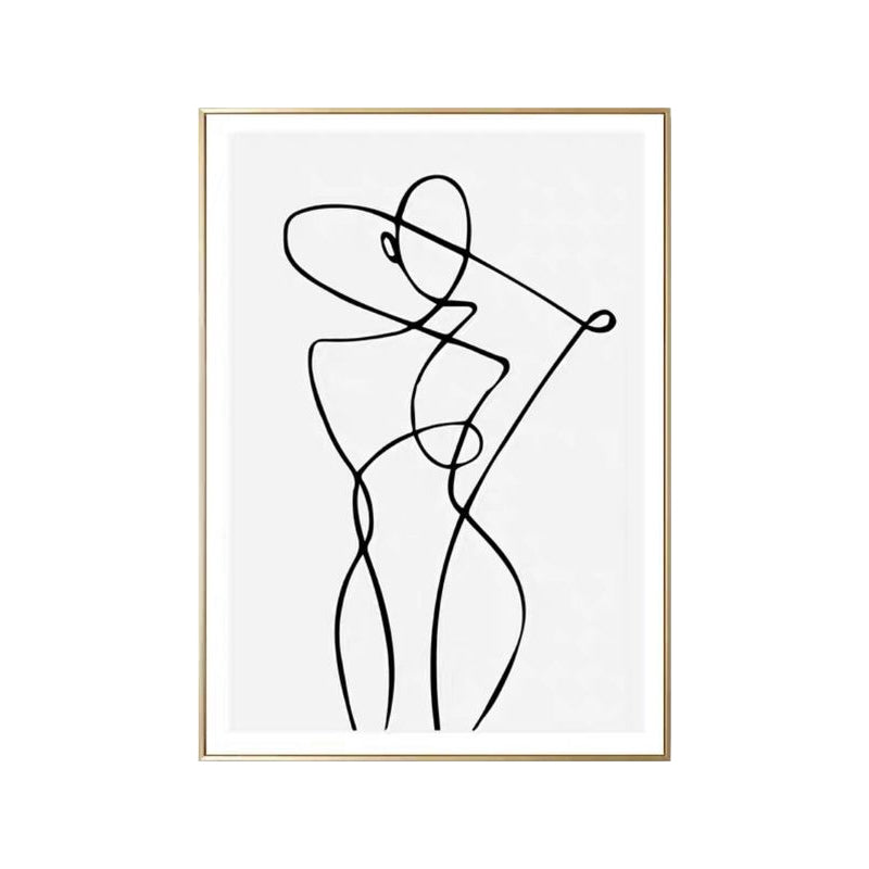 Figures étreintes Dessins de charbon de bois peinture de style scandinave toile d'art mural imprimé